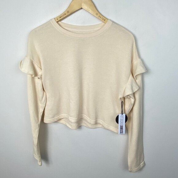 NWT Revolve Amuse Society Rose Fleece Pullover Size XS Ruffle Sweatshirt Top - Picture 11 of 14